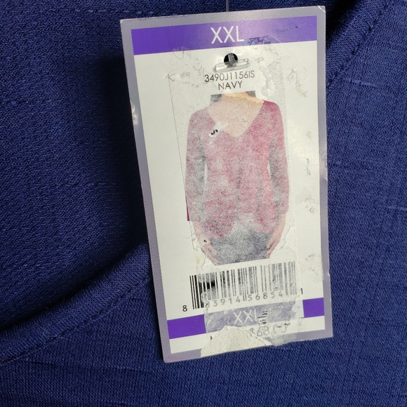 Status By Chenault Womens Twist Front V-Neck Pullover Navy Blue Top Size XXL NWT - Picture 13 of 13